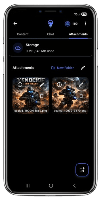 Idea attachments stored on a phone